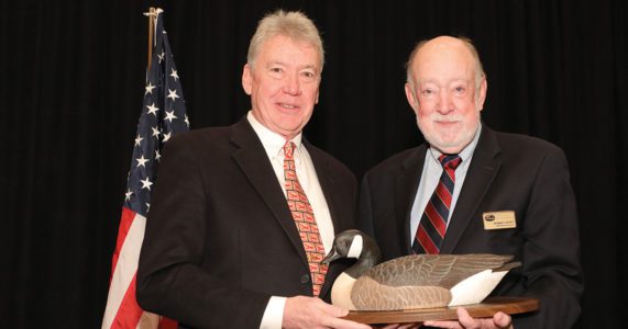 Dave Baron (left) with Robert Scott, chairman of the NSSF Board of Governors.