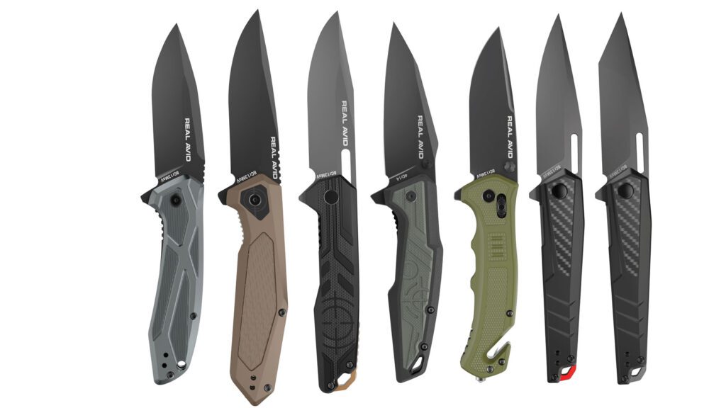 The seven knives that make up the RAV series knives are offered in several handle materials, including nylon, aluminum, aluminum/stainless steel, glass-filled nylon, aluminum/carbon fiber, and G10.