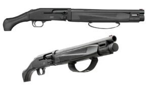The 990 Aftershock is a 12-gauge, 3-inch semi-auto version of the 590 Shockwave pump-action shotgun.